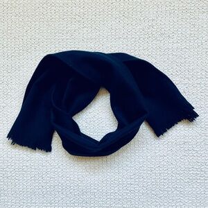 Boston Tailored Navy Scarf Cashmere Wool Blend Eyelash Fringe